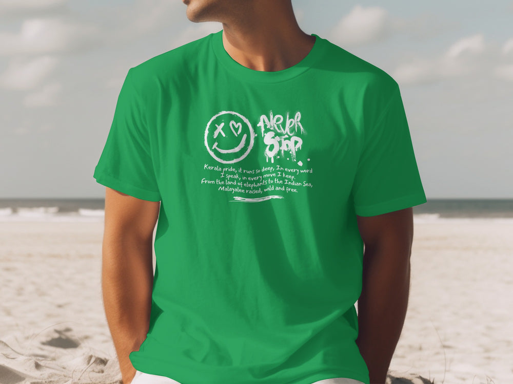 Green T-shirt with Stylish Typography Design