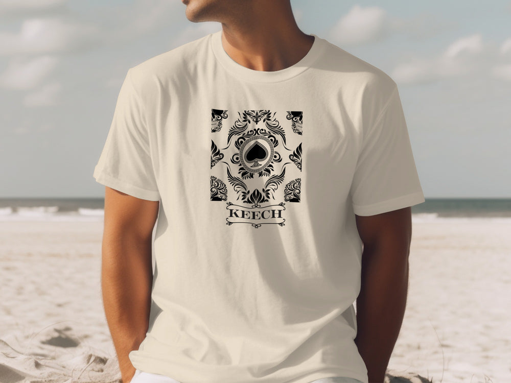 Stylish beach design white t-shirt with intricate print
