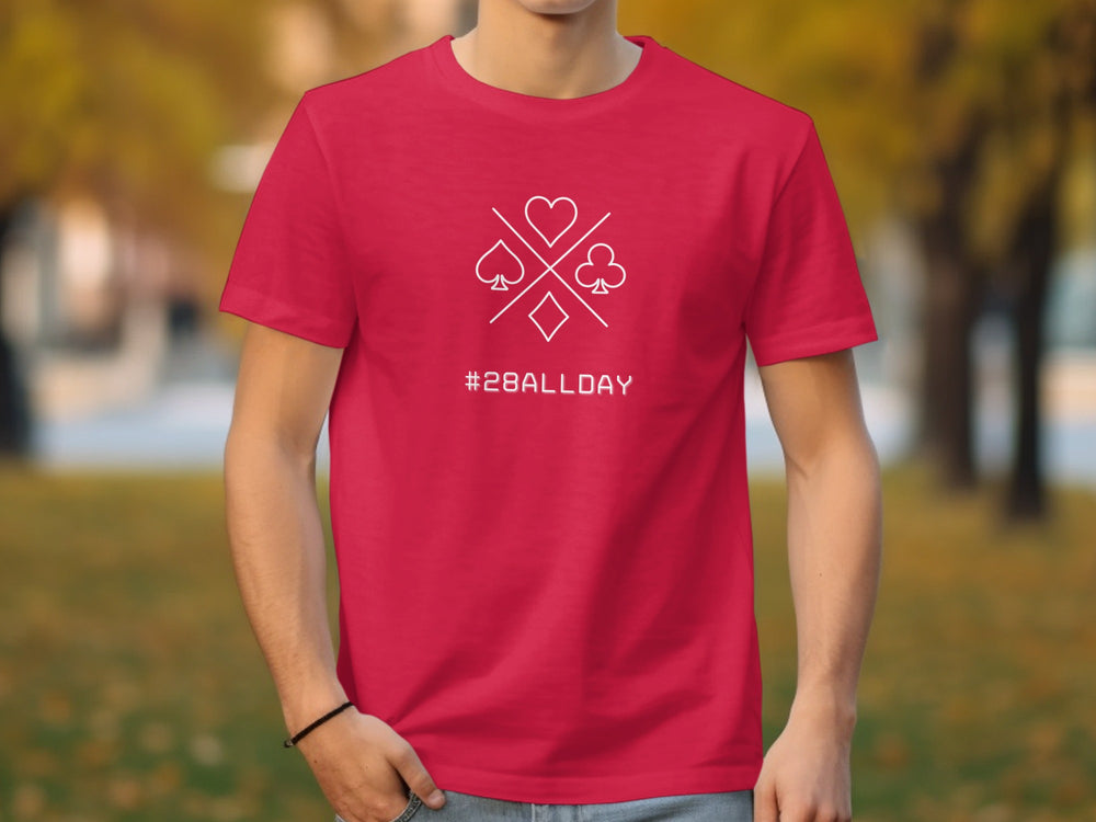 Poker Themed Graphic Tee with #28AllDay Text Design