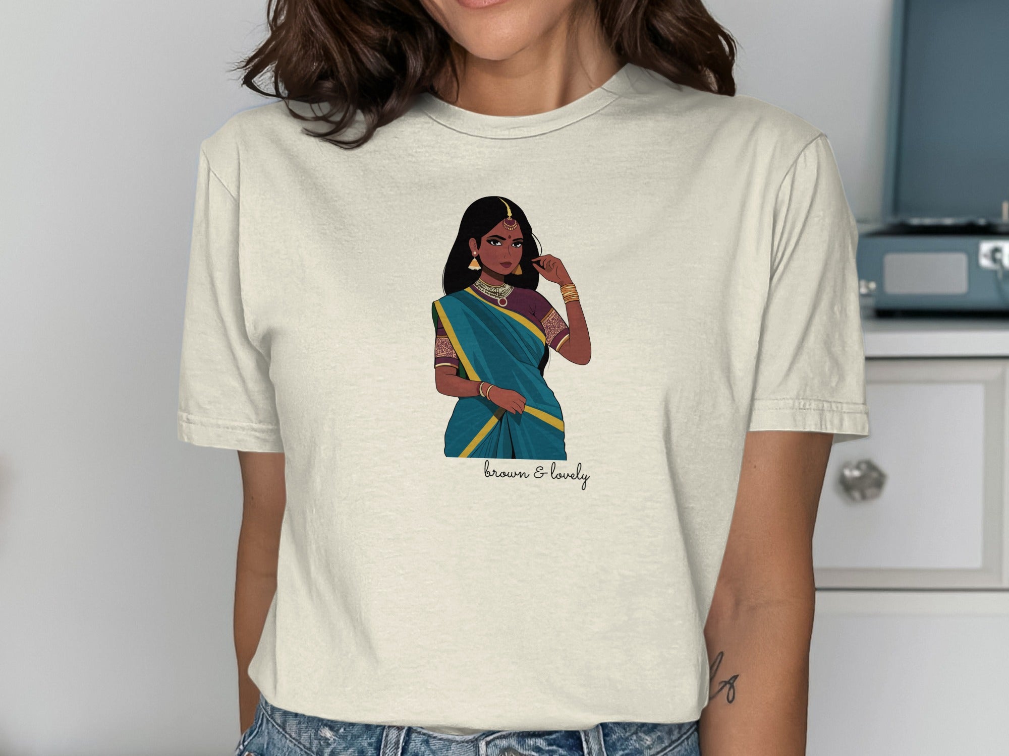 Traditional Indian Woman Art Print Graphic T-Shirt