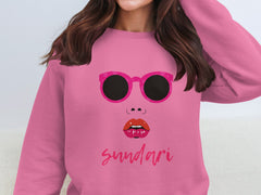 Trendy Pink Sweater with Sunglasses and Sundari Print