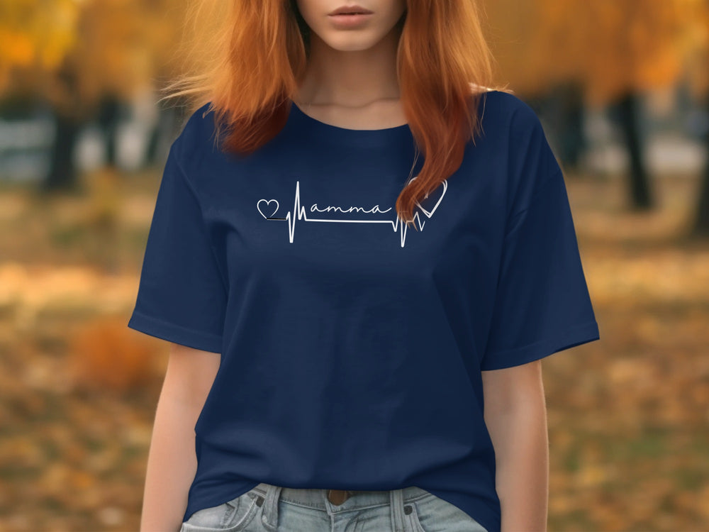 Heartbeat Mamma Graphic Tee for Women Casual Wear