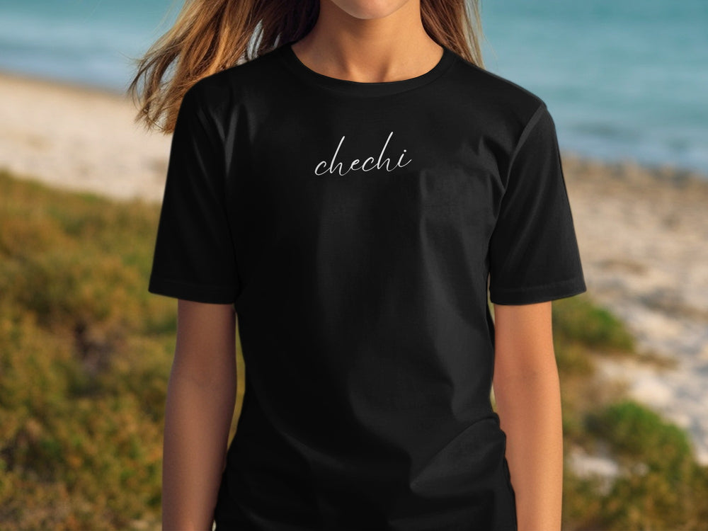Chechi Script Design Casual Wear T-shirt