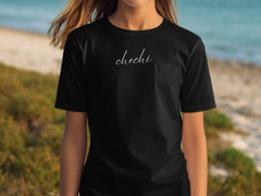 Chechi Script Design Casual Wear T-shirt