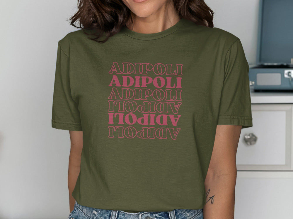Adipoli Graphic Tee with Unique Bold Text Design