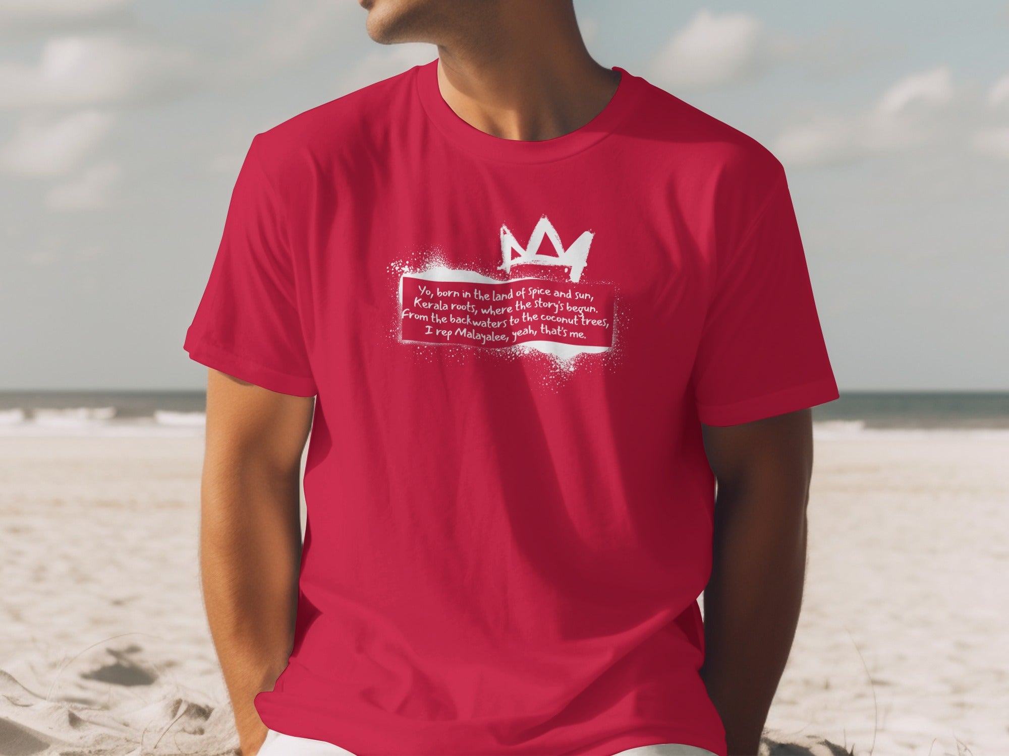 Bold Red Graphic Crew Neck Casual T-shirt