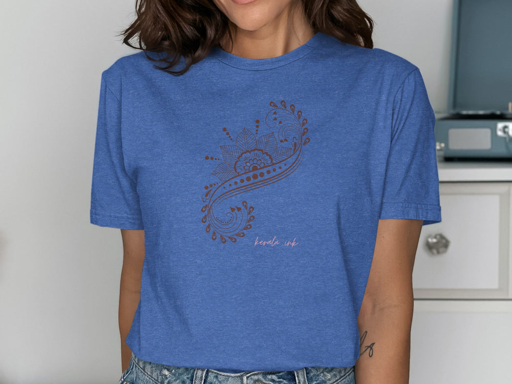 Mandala Art Design on Blue T-shirt