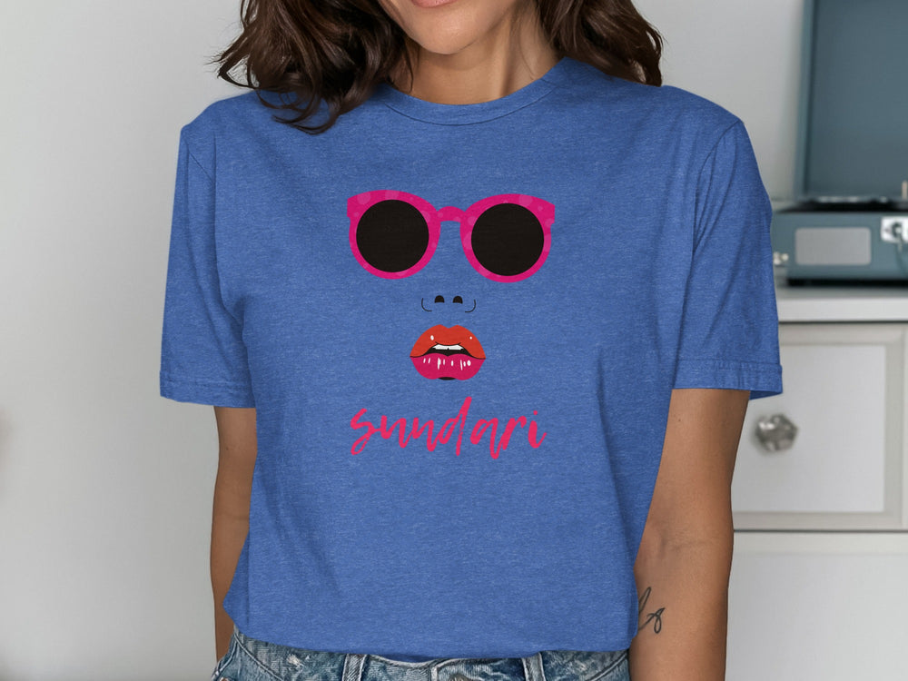 Cool Graphic Tee With Sunglasses And Red Lips