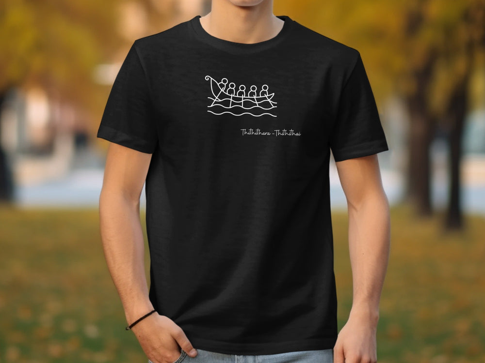Viking Longboat Design Black Tee Shirt Product