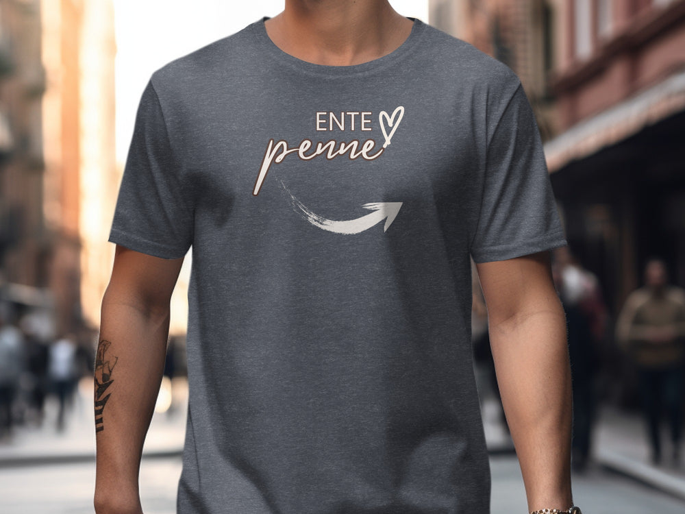 Ente penne graphic tee shirt with arrow design