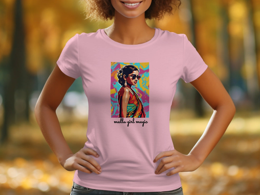 Mello Girl Magic Art Print Pink Graphic T-Shirt