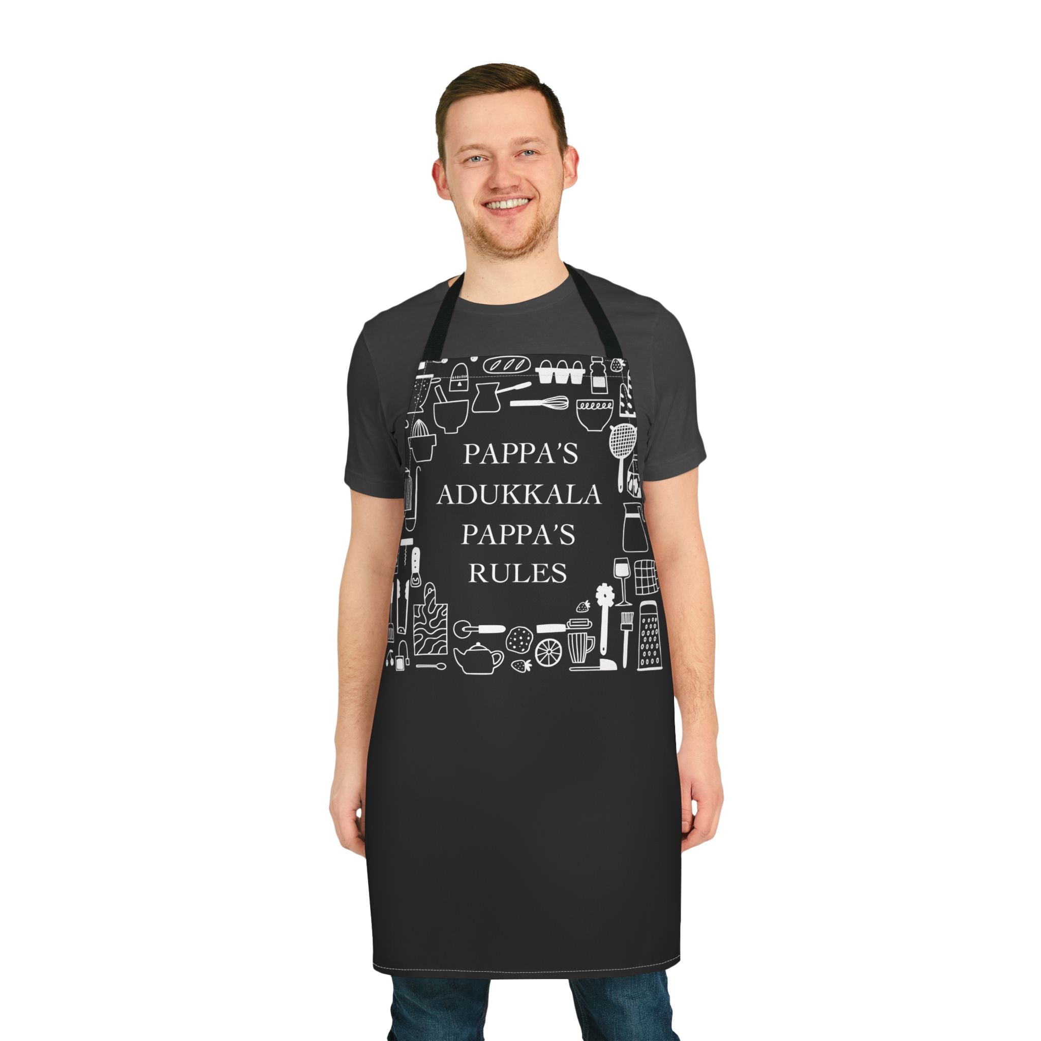 Apron — "Pappa's Adukkala, Pappa's Rules" Funny Kitchen Dad Apron