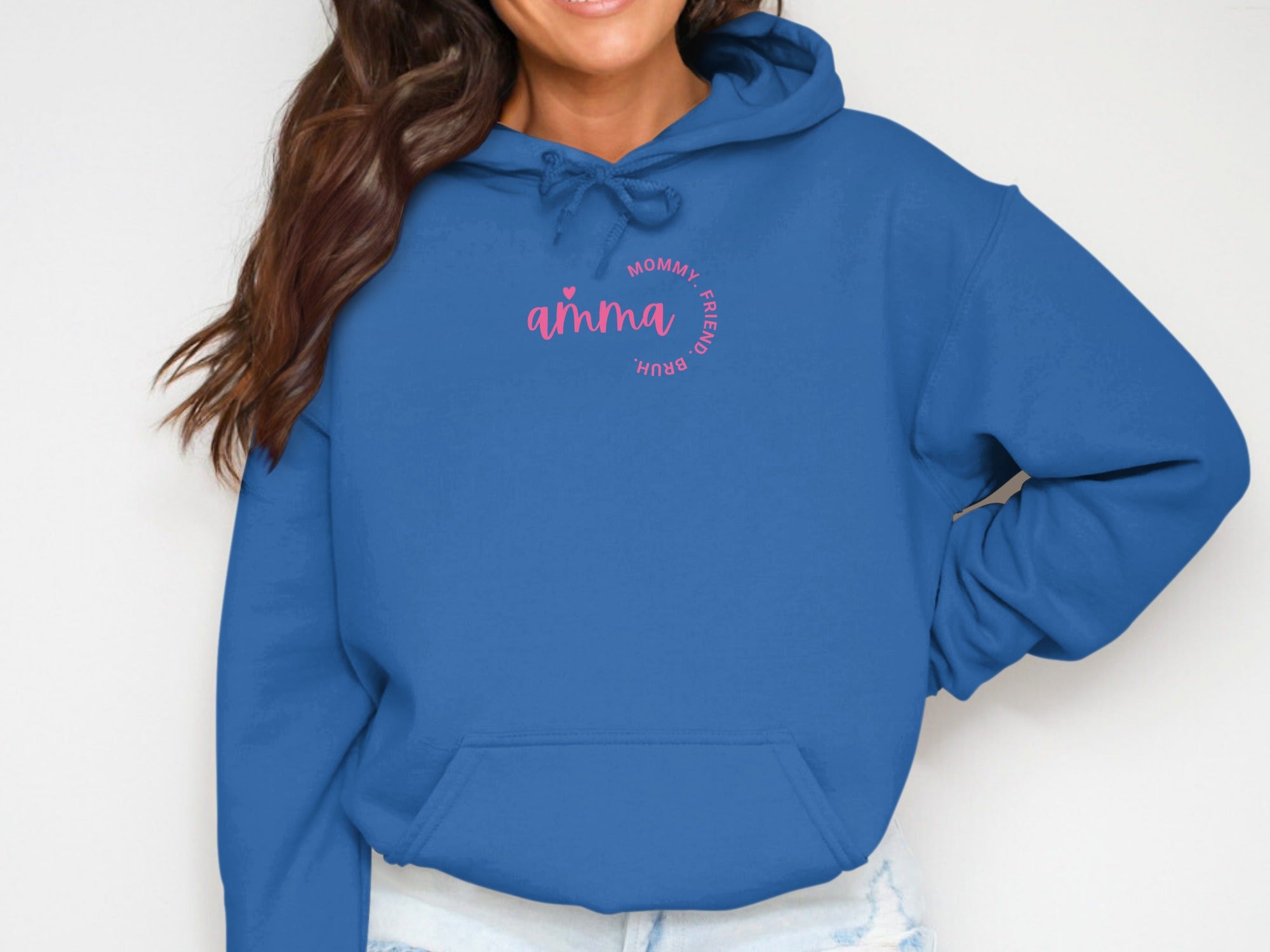 Blue Hoodie with Customizable 'Mommy and Bub' Design
