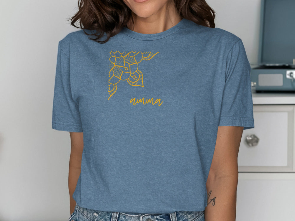 Unique Intricate Yellow Floral Design Amma Shirt