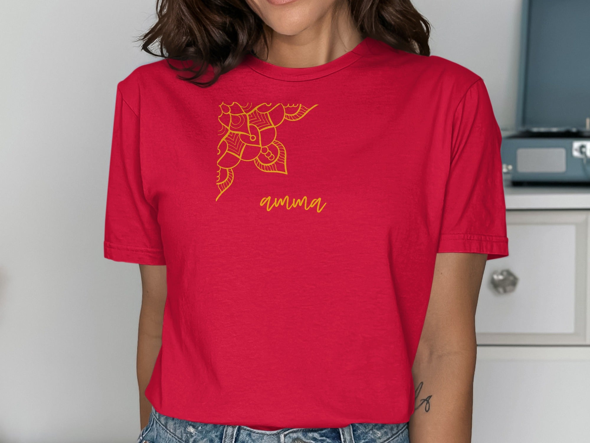 Bold Red Amma Graphic Tee for Stylish Outfits