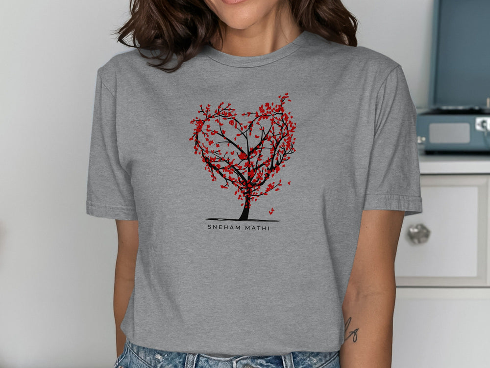 Heart Tree Design with Name Sneham Mathi Shirt