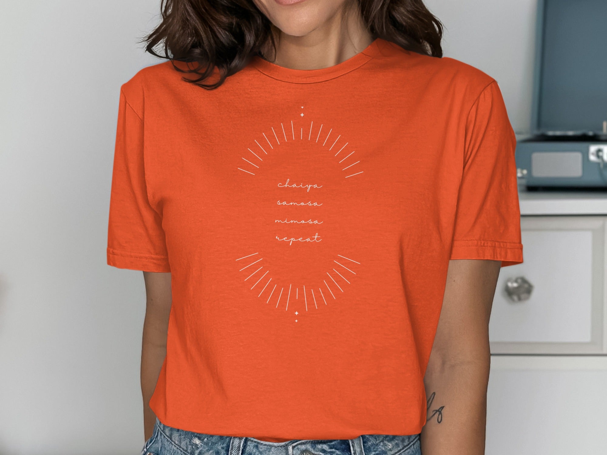 Relaxed Fit Sunglasses Design Orange Tee