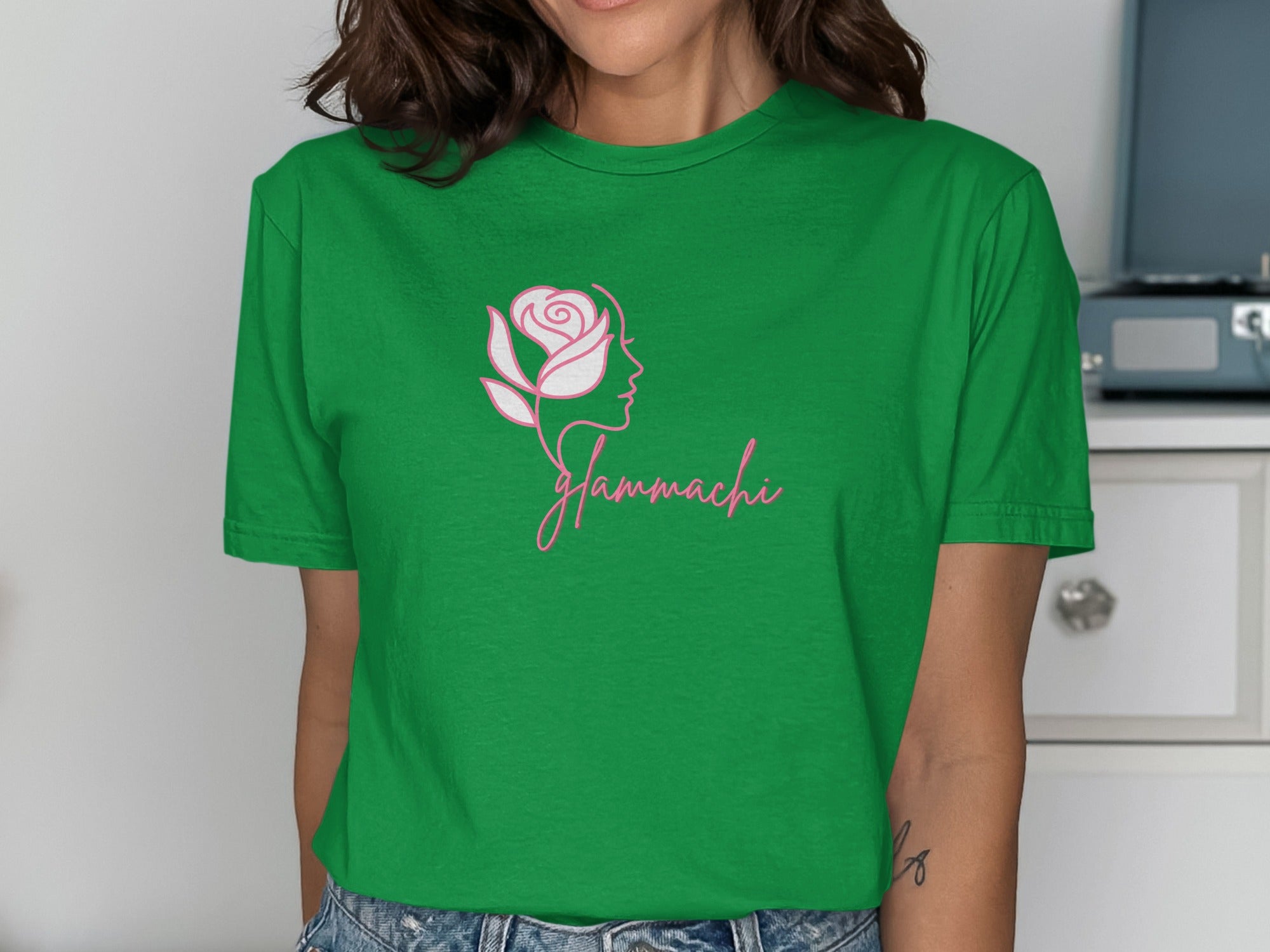 Glamanchi Graphic Tee with Rose Silhouette