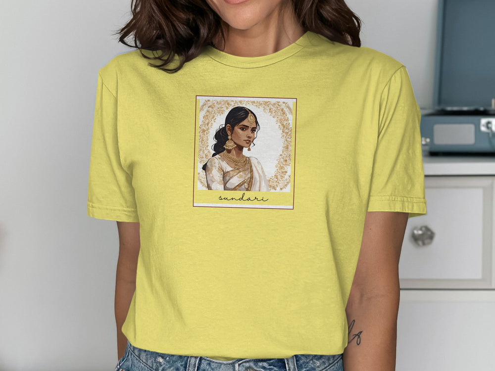 Elegant Design Sundari Illustration Yellow T-shirt