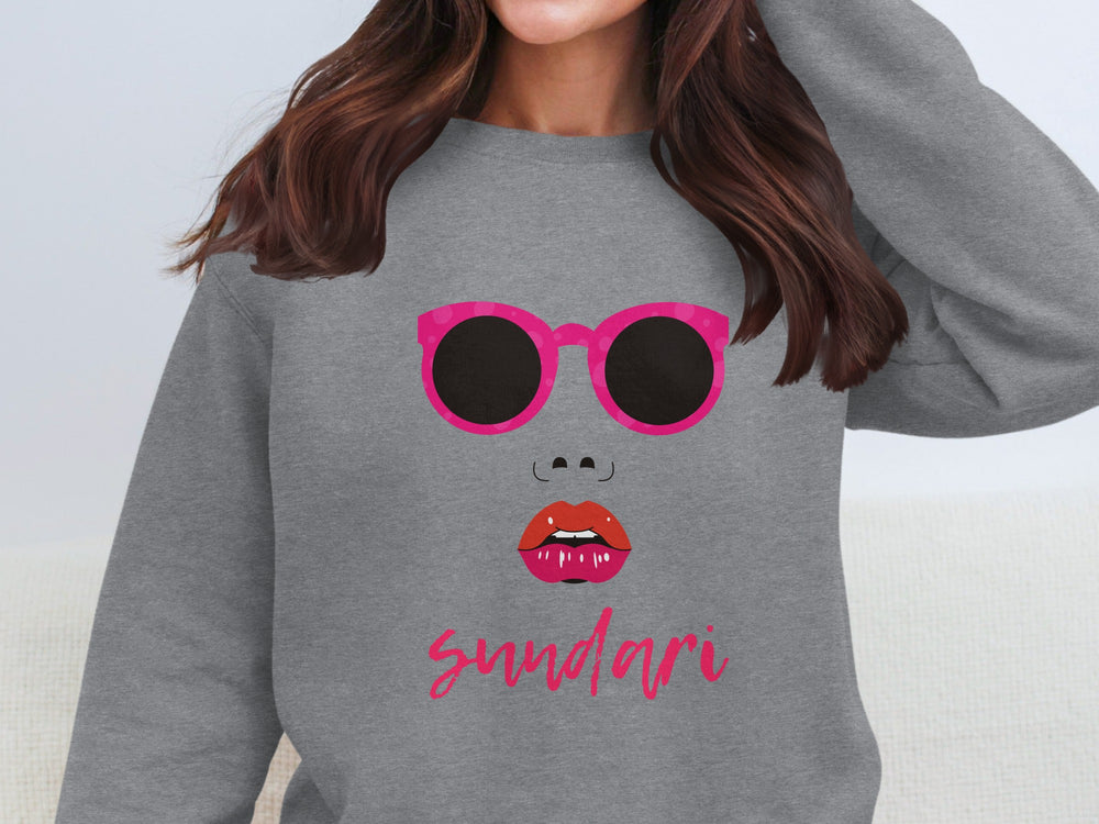 Trendy Sweatshirt with Stylish Sunglasses and Lips Design