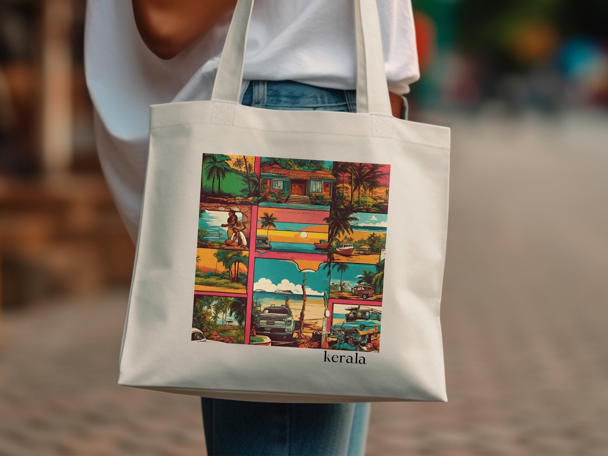 Vibrant Kerala Tourist Attractions Tote Bag