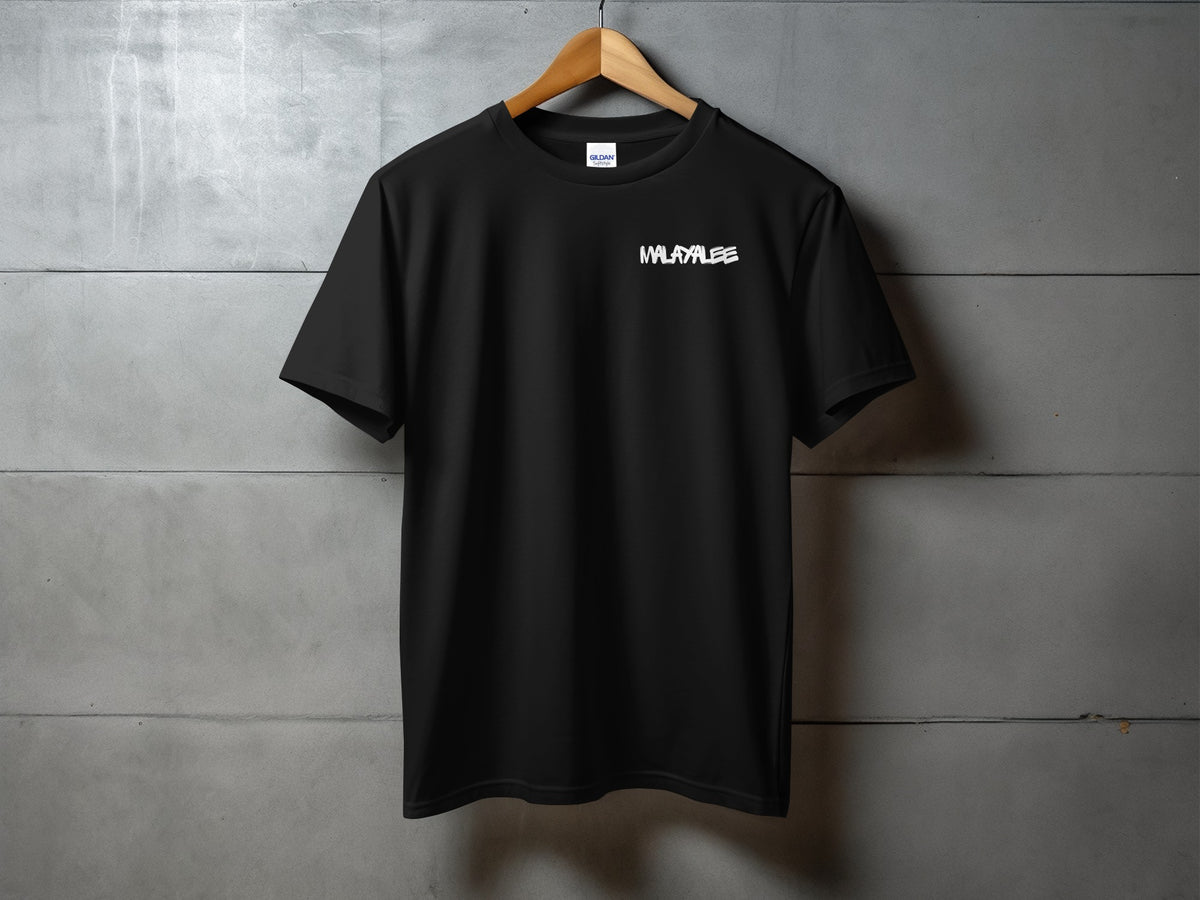 Stylish Black T-Shirt with Logo on Wooden Hanger