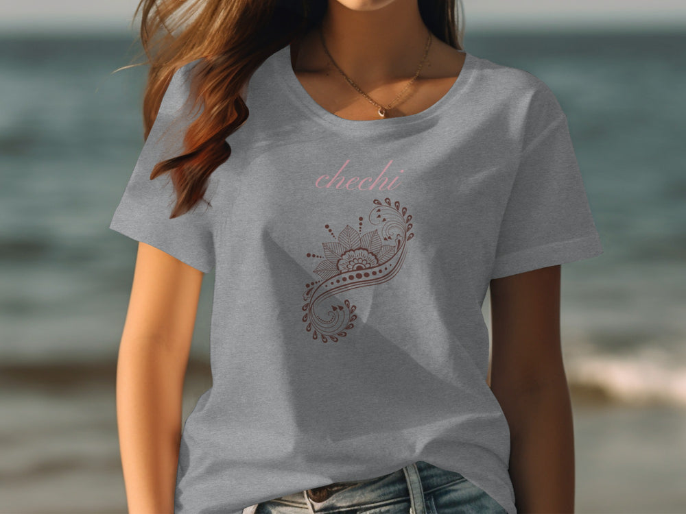 Floral Design Chechi Printed Casual T-Shirt