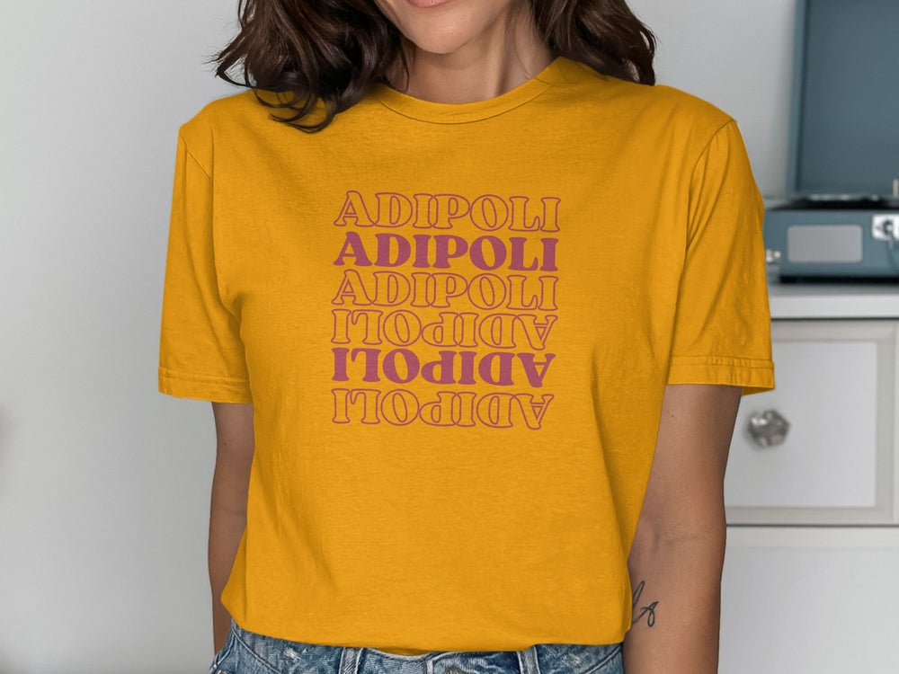 Adipoli Yellow Shirt with Modern Typography Design