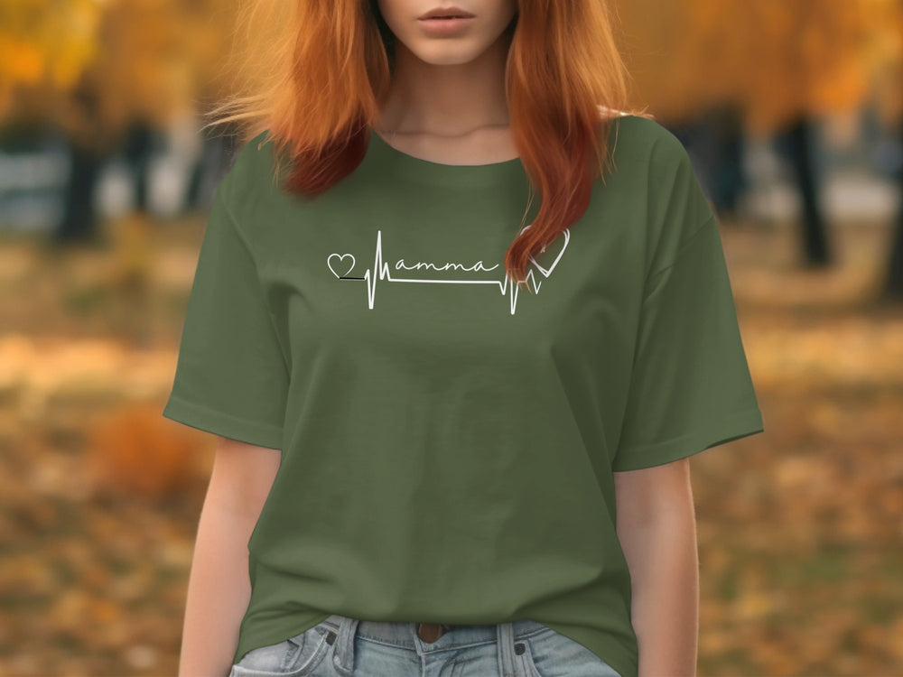Mamma Heartbeat Love Graphic Tee for Casual Wear