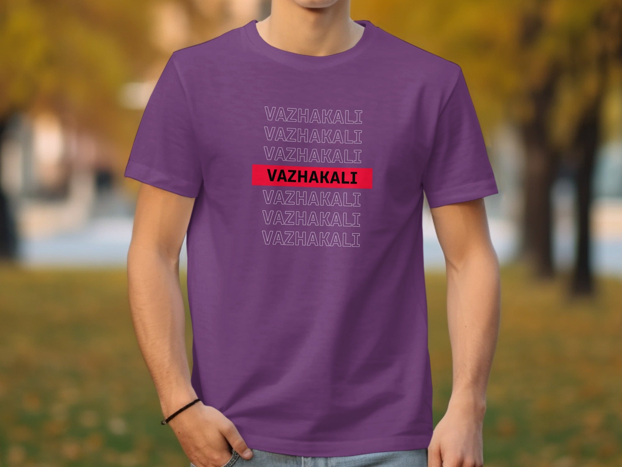 VAZHAKALI Text Repeated Design Men's T-Shirt