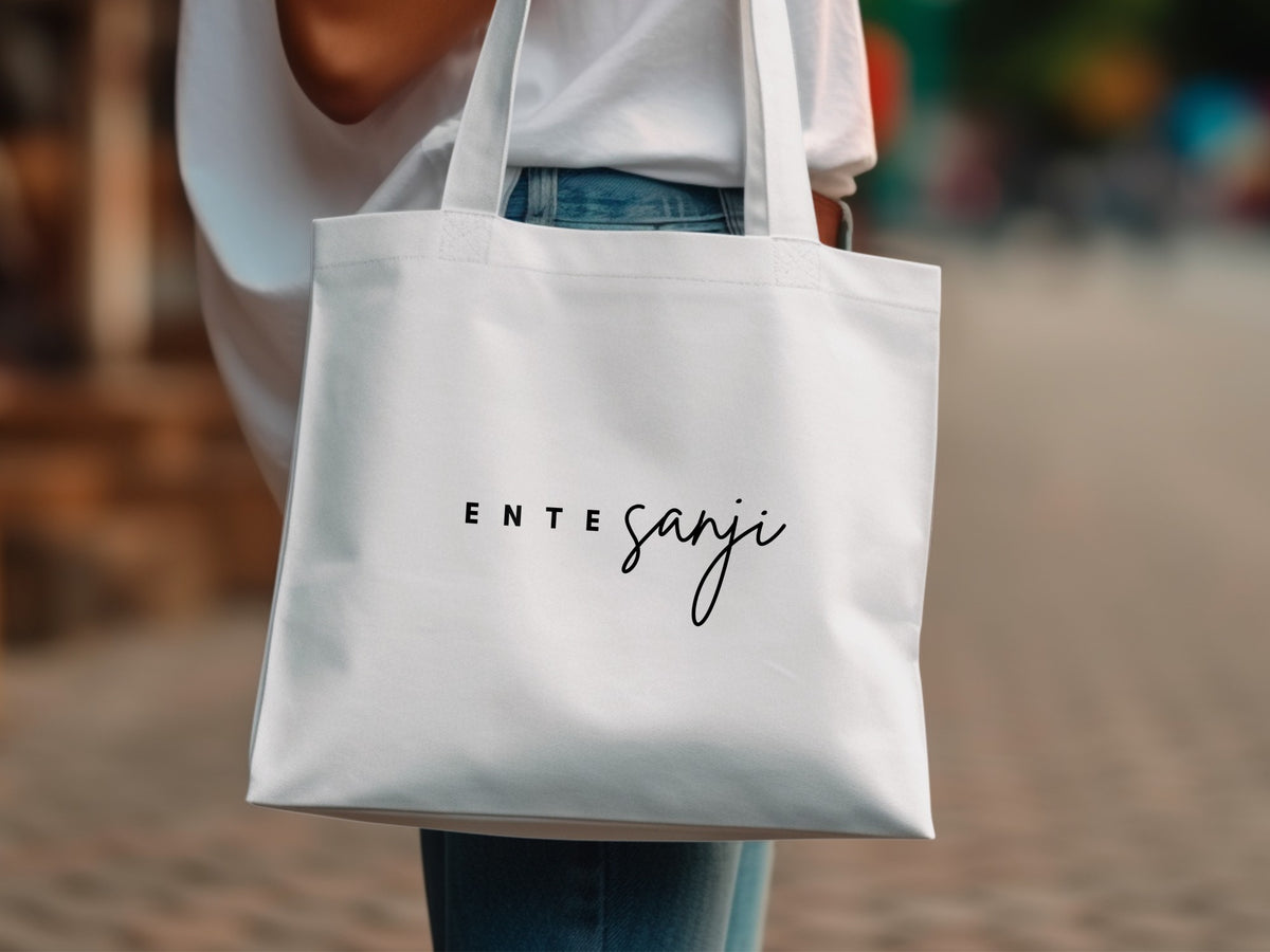 ENTE sanji stylish white tote bag for daily use