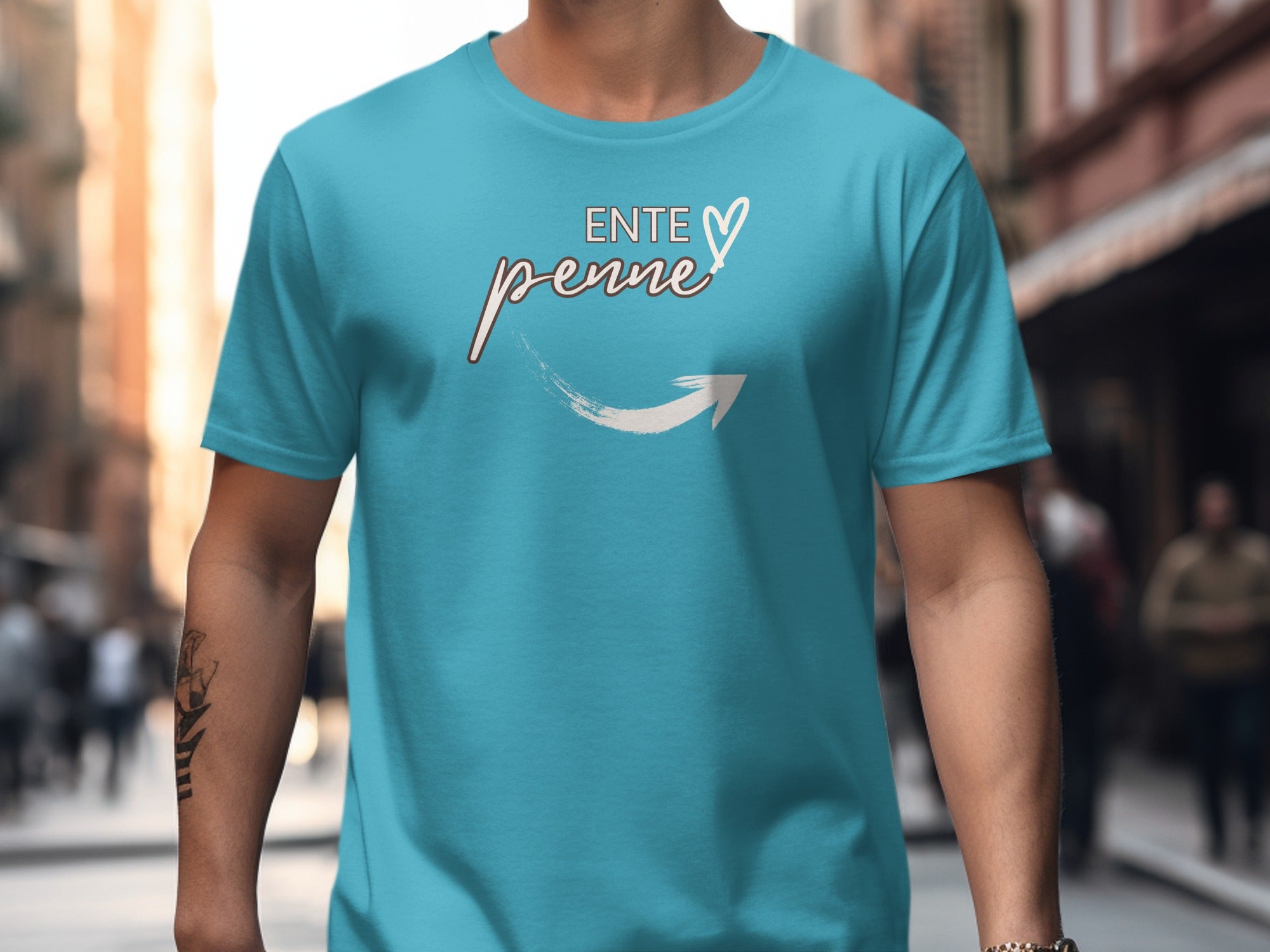 Ente Penne Arrow Graphic Blue Casual Shirt