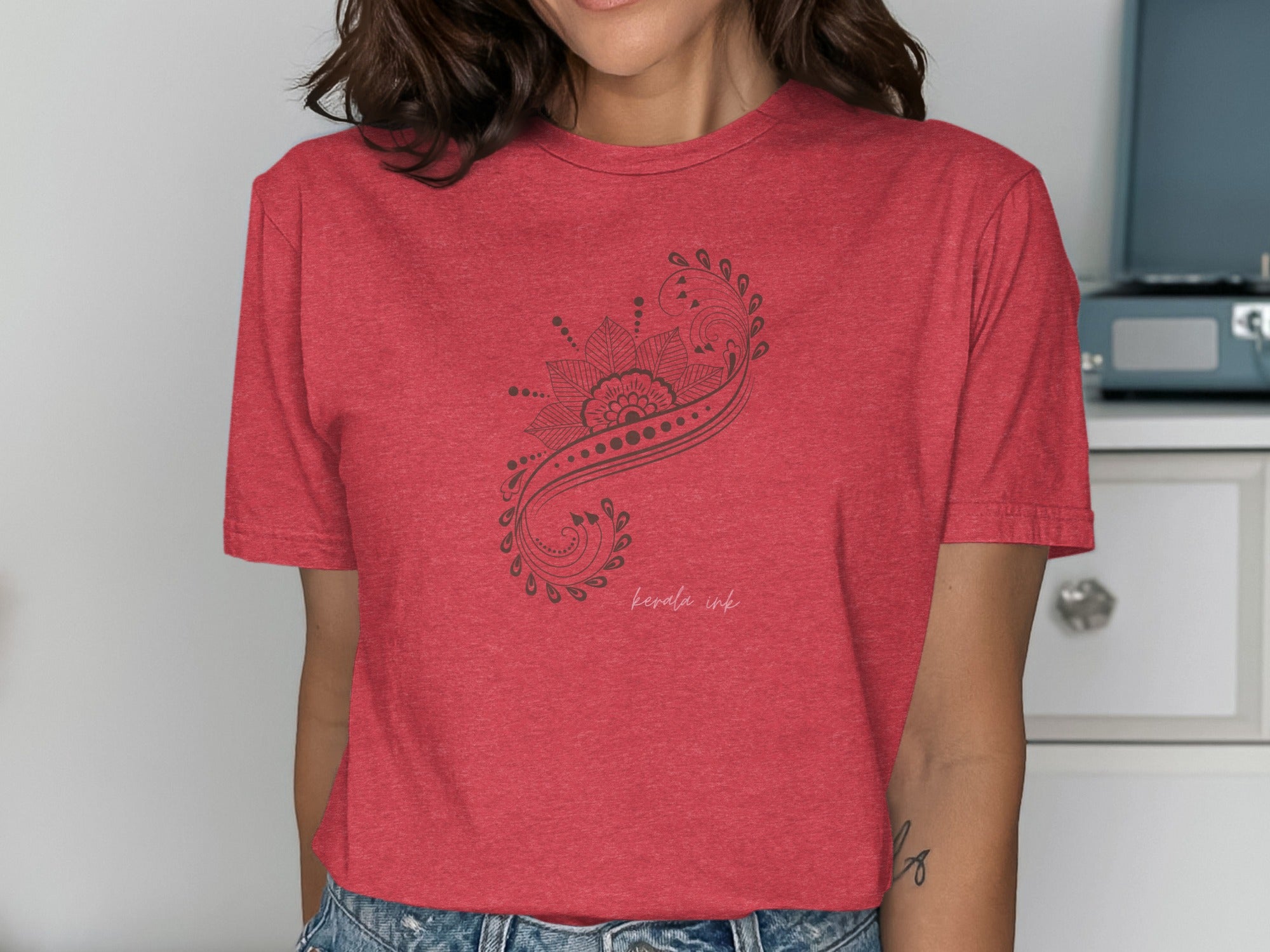 Bohemian Paisley Art Red T-Shirt Unique Design