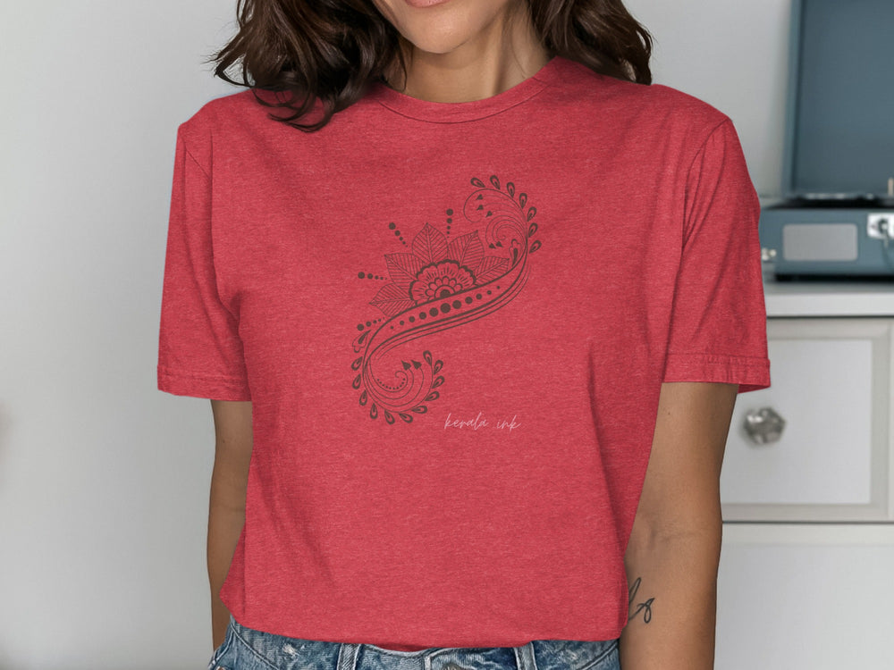 Bohemian Paisley Art Red T-Shirt Unique Design