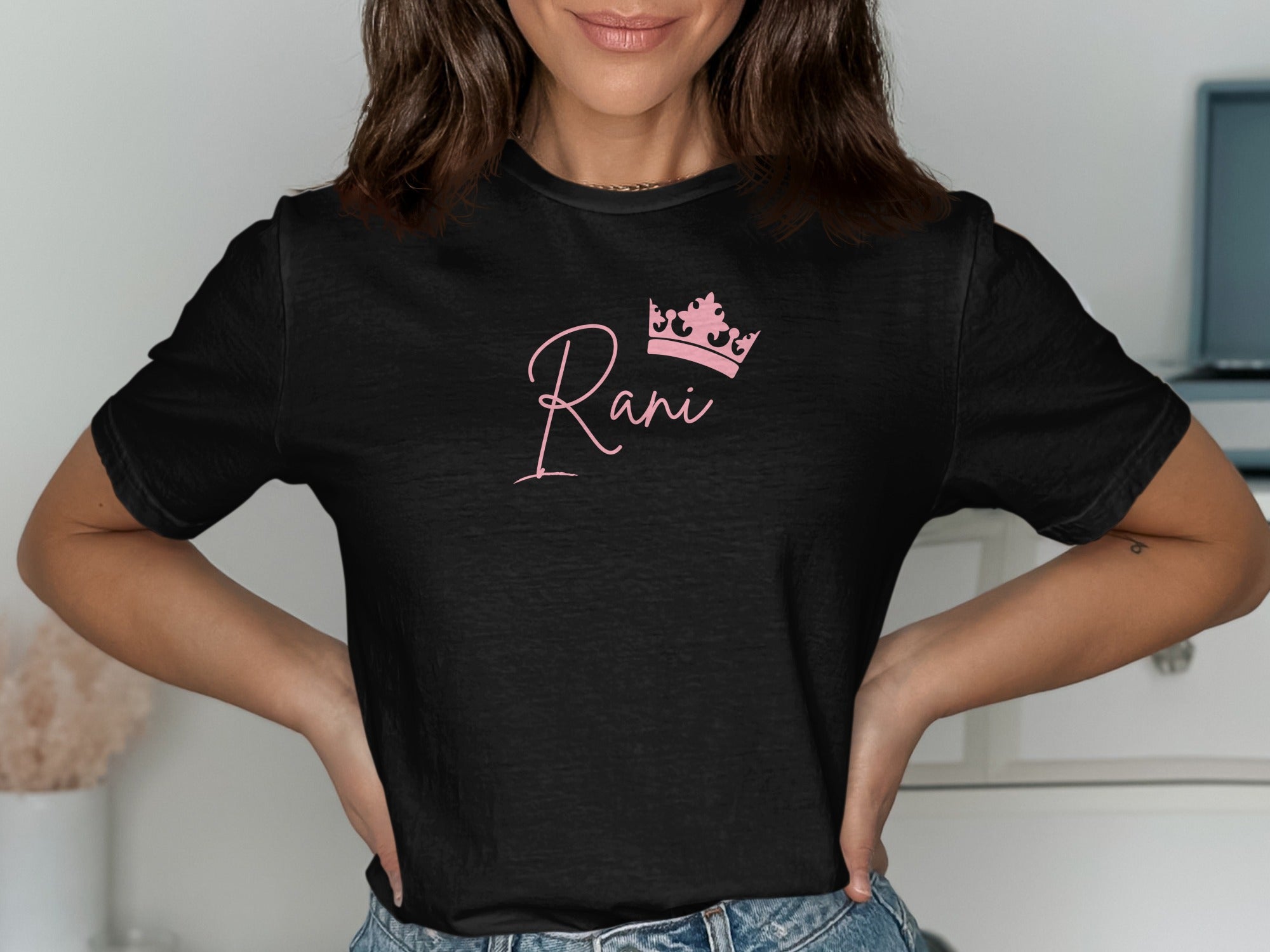 Rani Pink Crown Graphic Tee Perfect for Casual Outfits