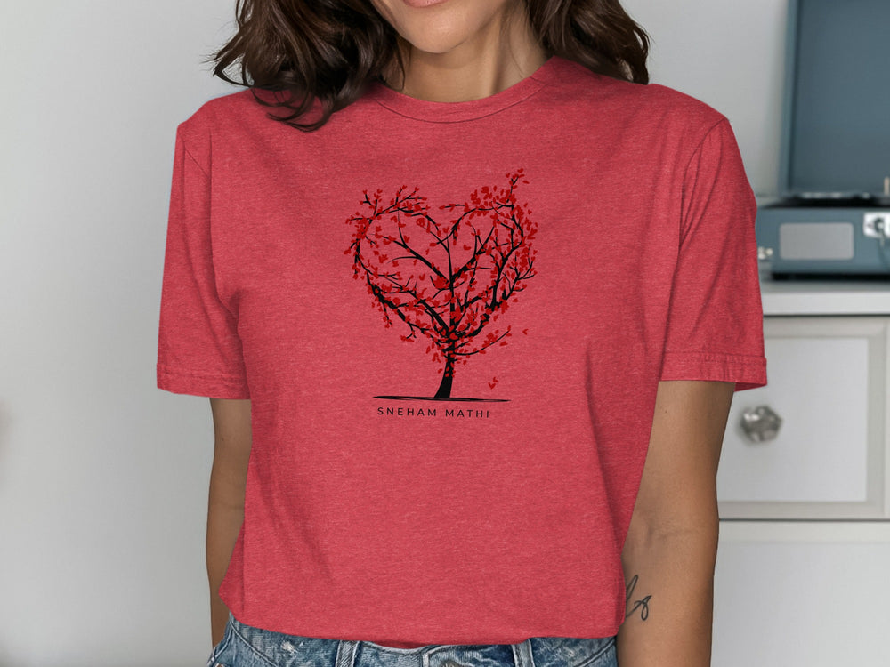 Heart Tree Artwork Red T-shirt Sneham Mathi Design