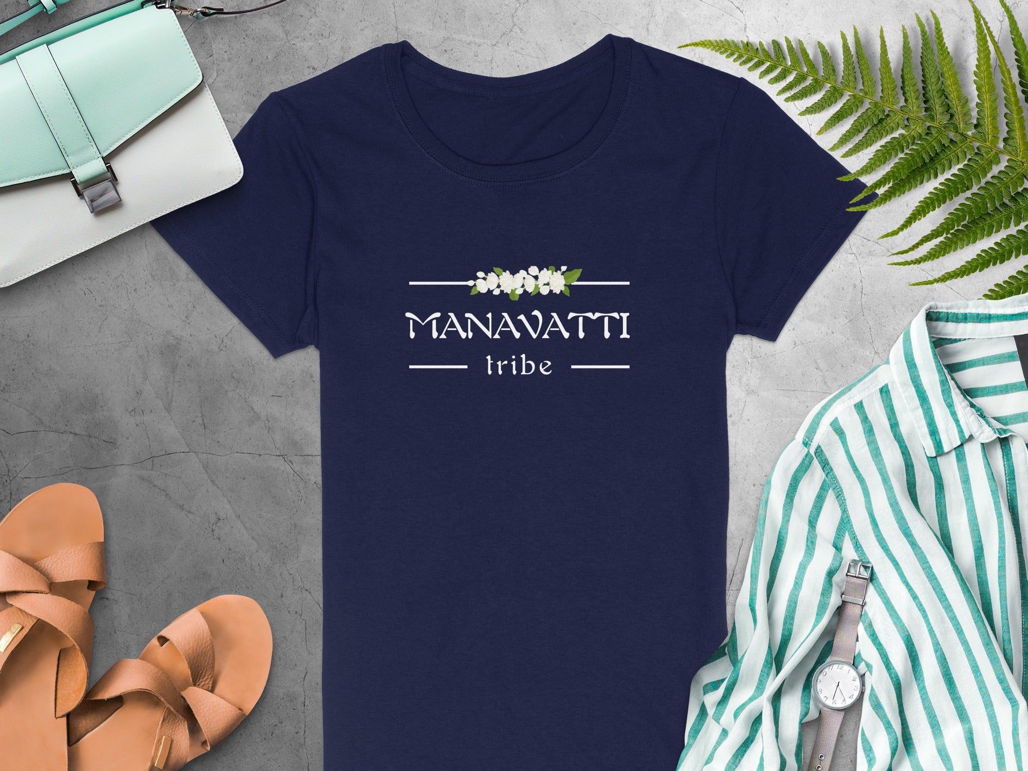 Manavatti Tribe Graphic Tee With Floral Accent
