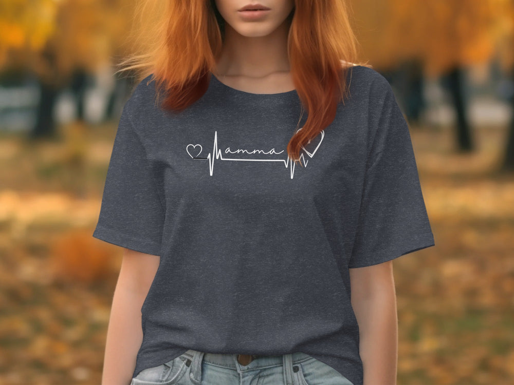 Mamma Heartbeat Graphic Tee with Autumn Vibes