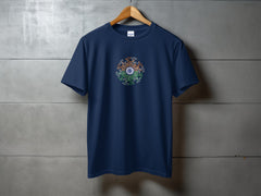 Blue T-shirt with Intricate Circular Design Product