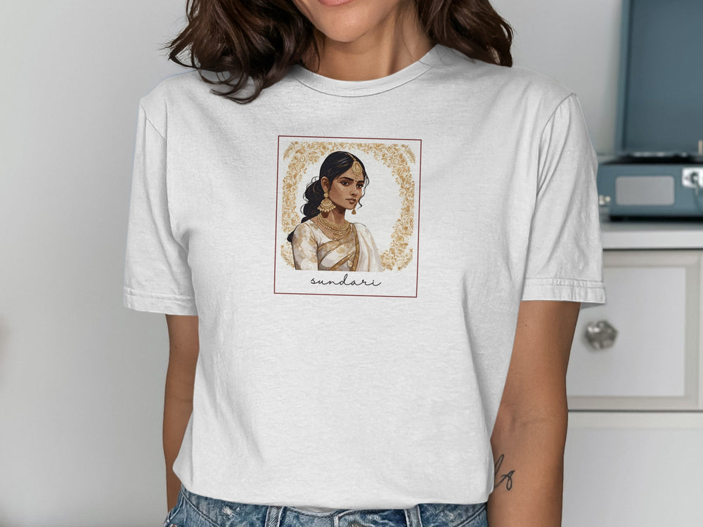 Beautiful Sundari Design White T-shirt Fashion Tee