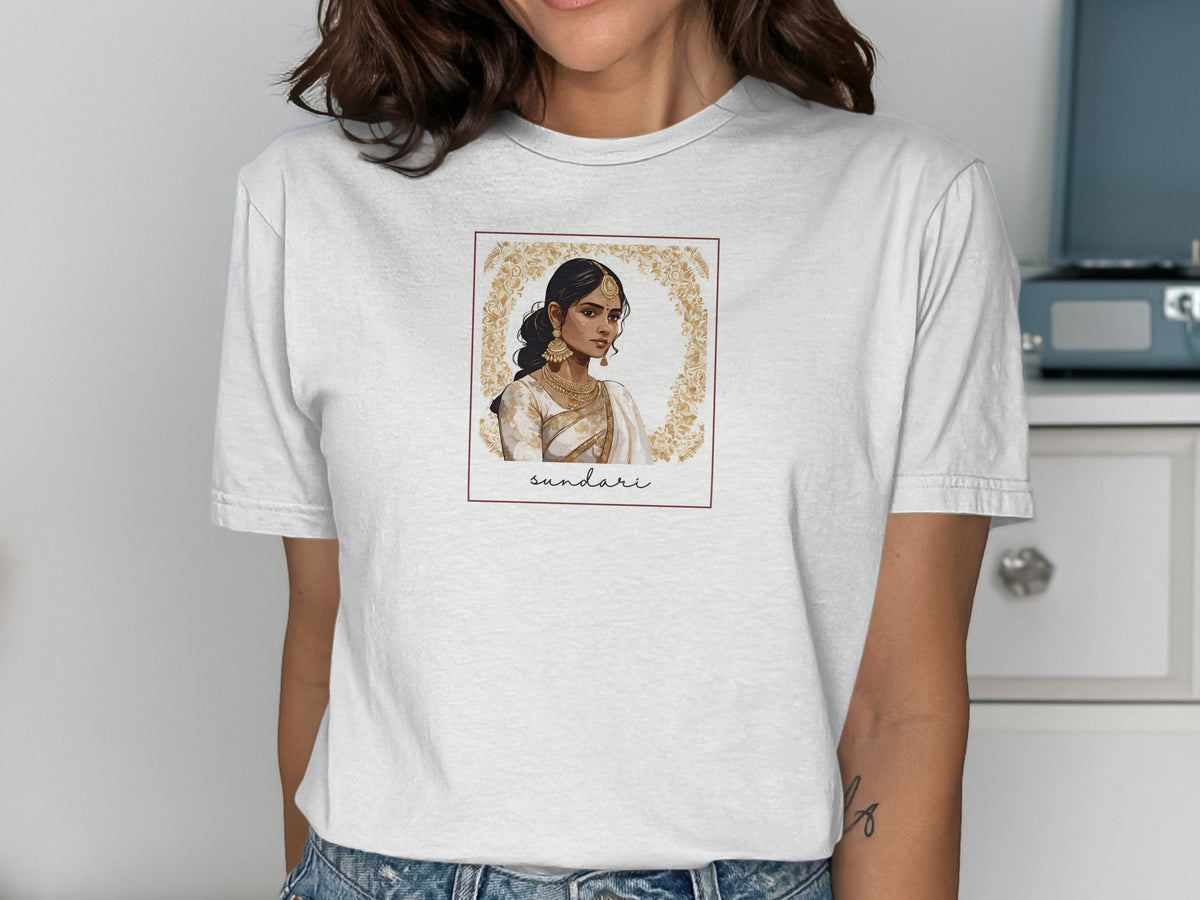Beautiful Sundari Design White T-shirt Fashion Tee