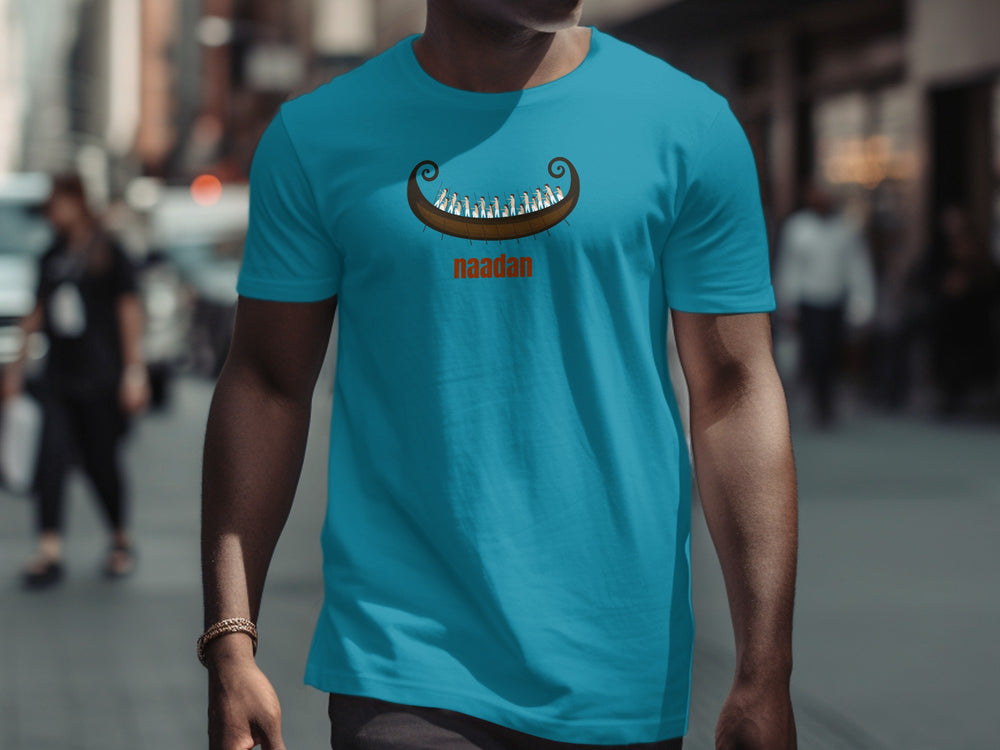 Naadan Boat Design Blue Short Sleeve Shirt