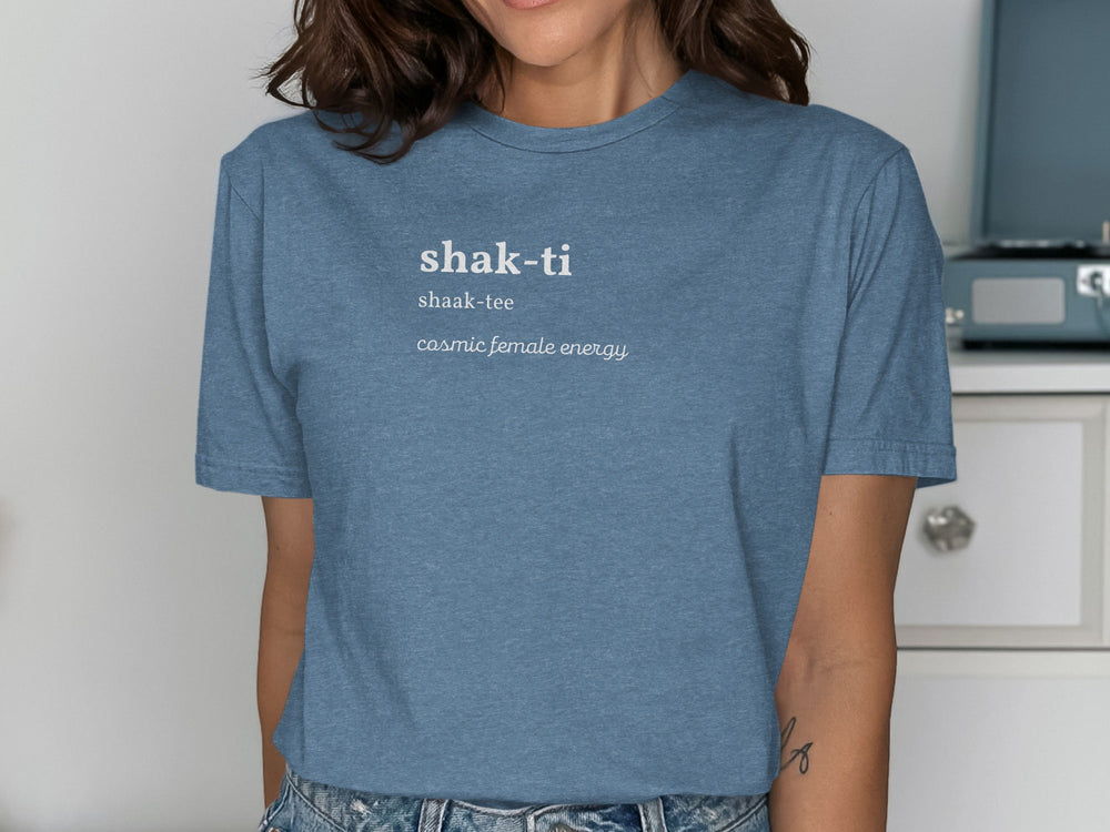 Shak-ti Cosmic Female Energy Blue Graphic T-Shirt