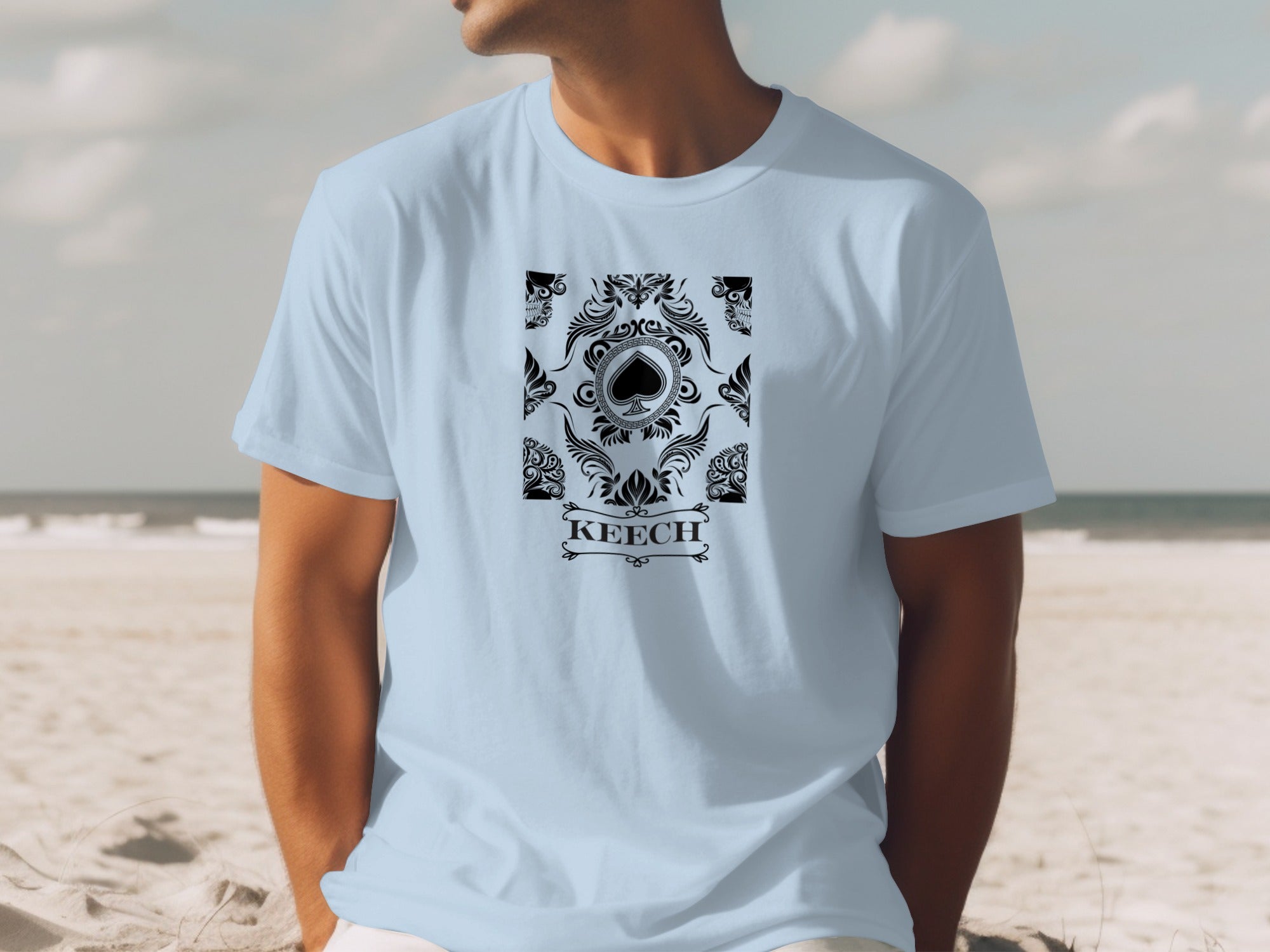 Stylish Beach Graphic Tee with Intricate Design