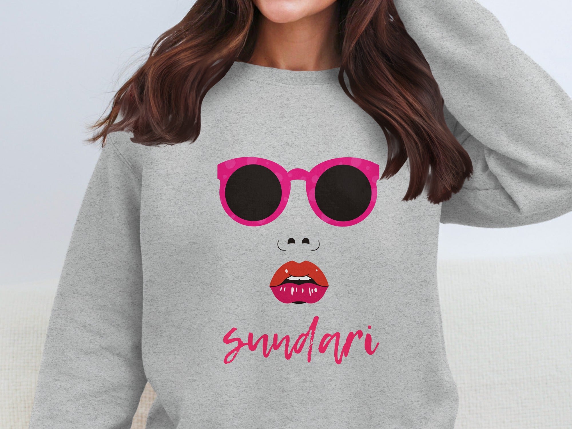 Trendy Sweatshirt with Fun Sundari Graphic Design