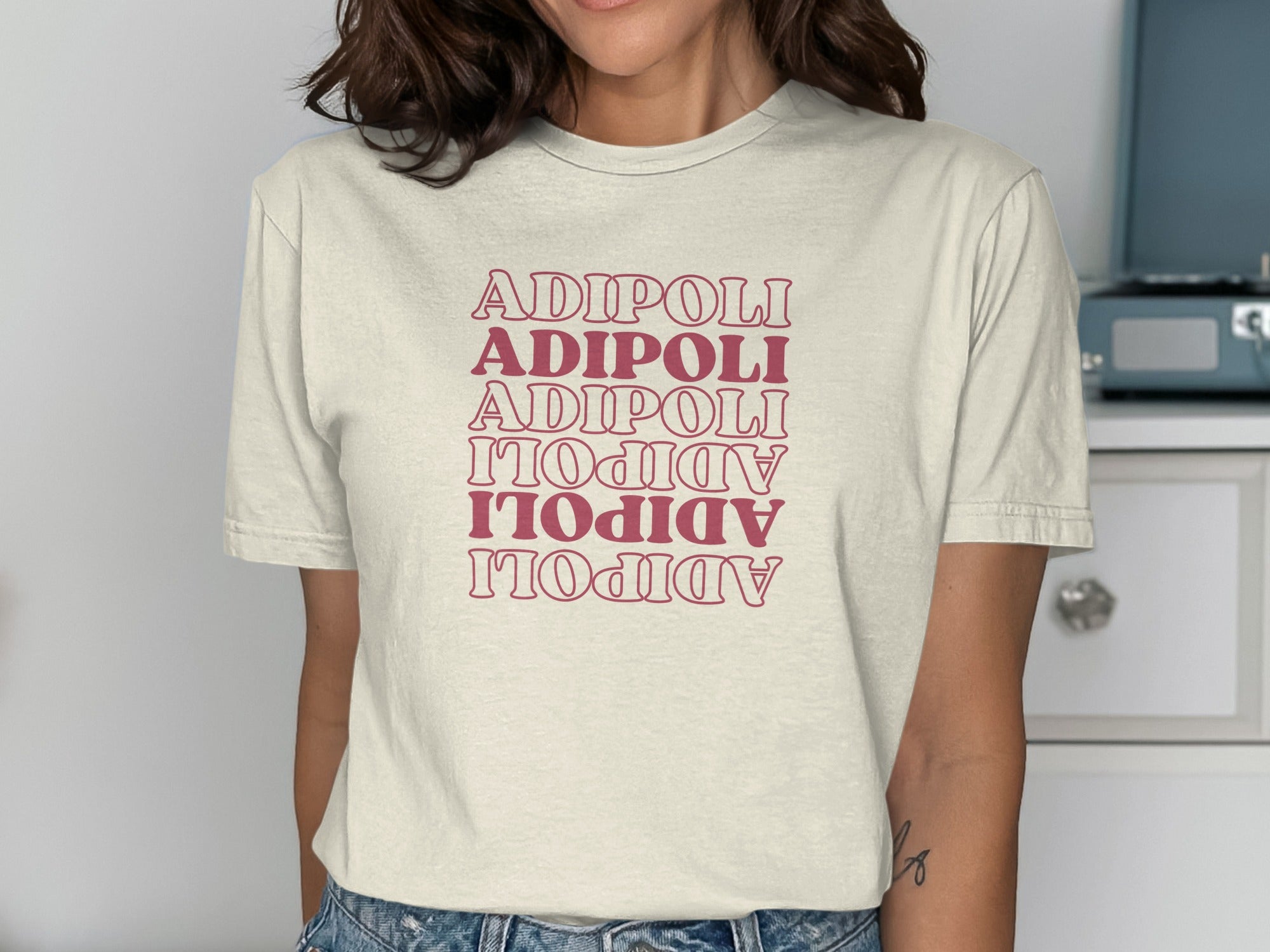ADIPOLI Graphic Tee with Repeated Text Design