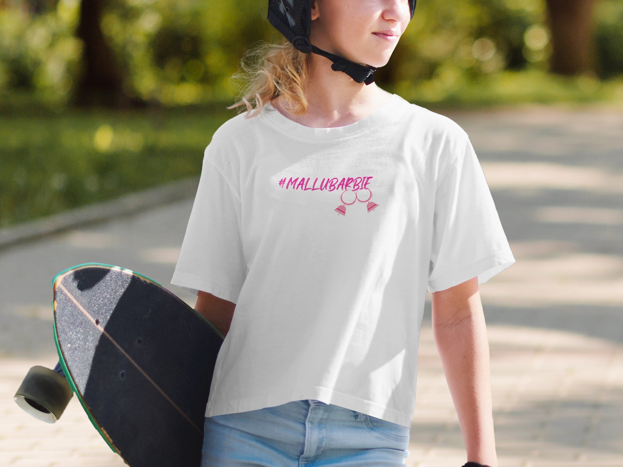 Stylish #MALLUBARBIE Graphic Tee for Skateboarders