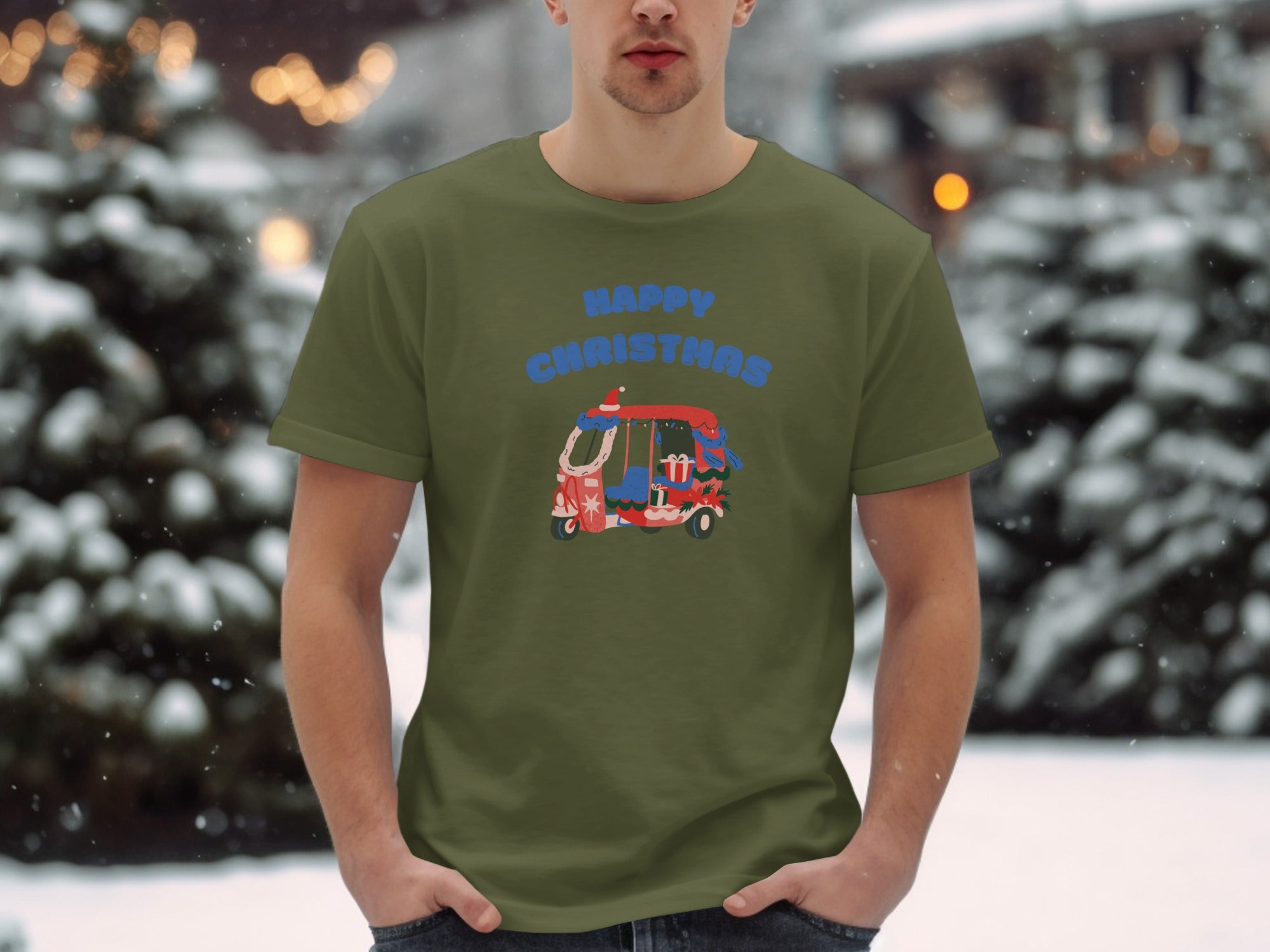 Happy Christmas Festive Van Graphic T-Shirt