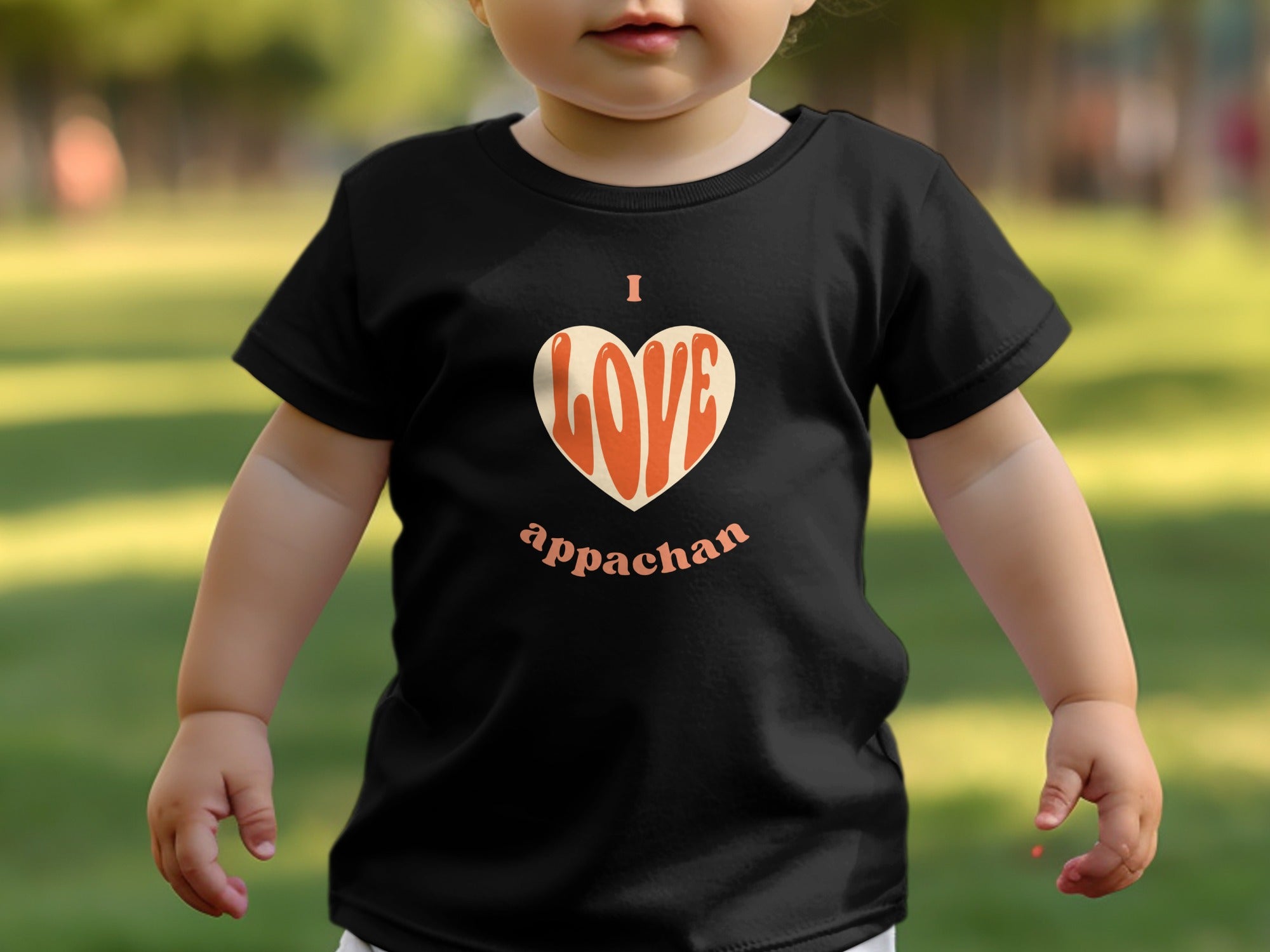 I Love Appachan Heart Design Baby T-Shirt