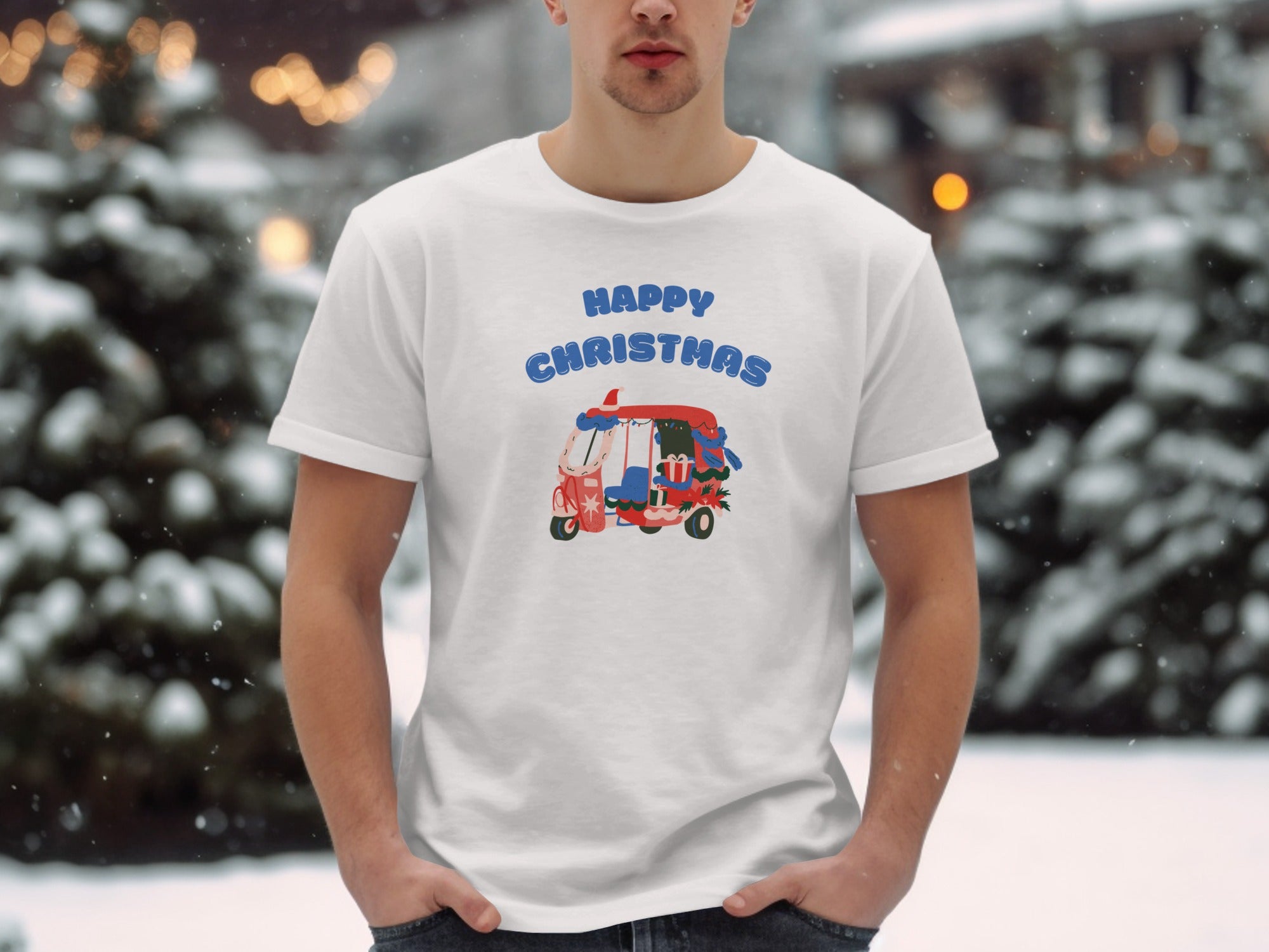 Happy Christmas T-shirt with Colorful Holiday Design
